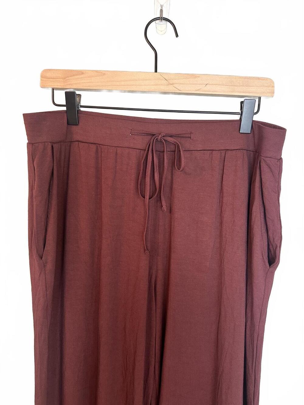 Women's Bamboo Stretch-Knit Long Sleeve Pajama Set Burgundy L - Picture 6 of 8
